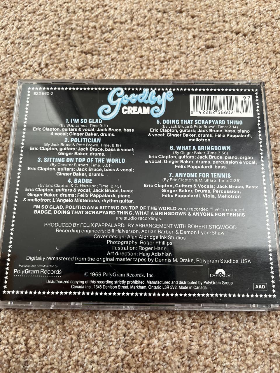 Cd- Cream, titel Goodbye