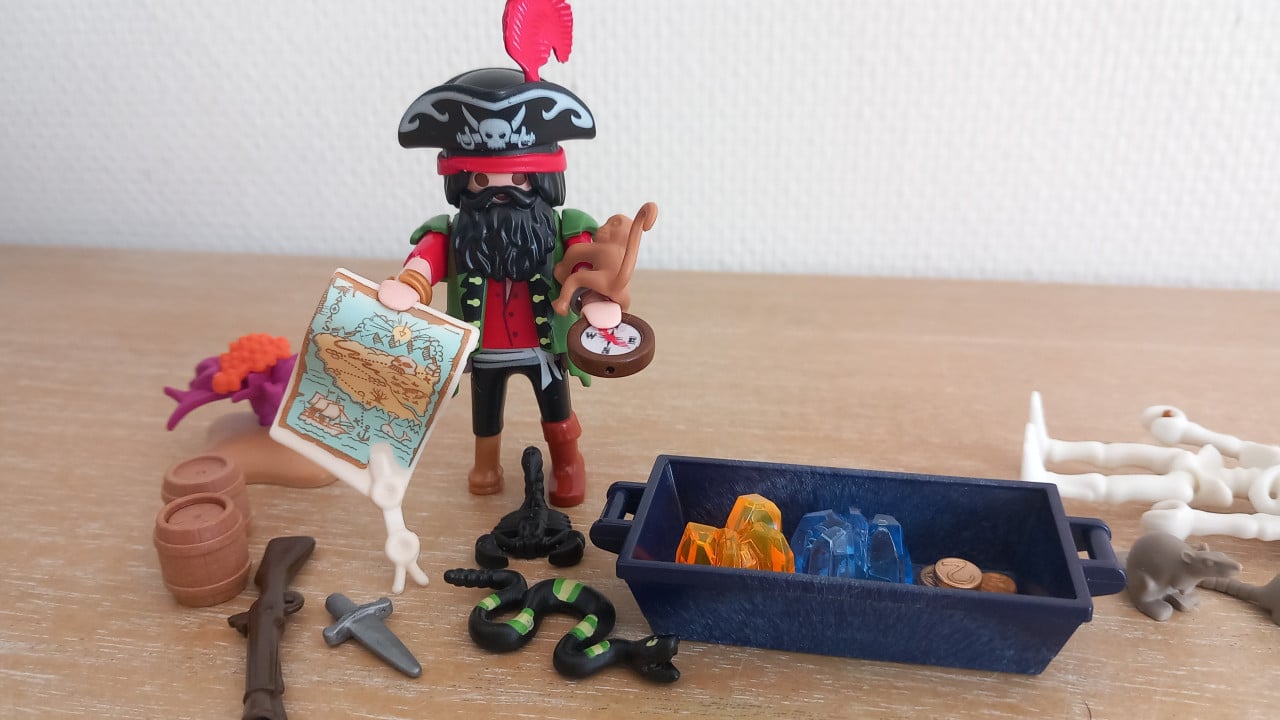 Playmobil piratenkapitein met aapje en skelet