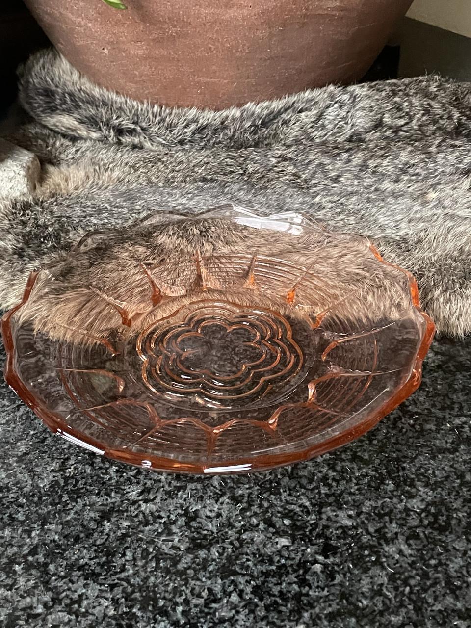 Persglazen fruitschaal met bord (set)