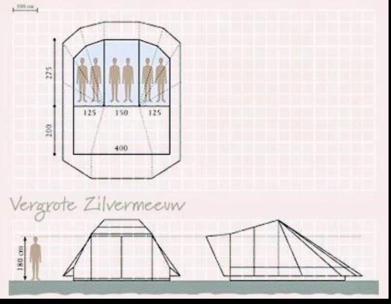De waard tent vergrote zilvermeeuw met dicht te ritsen luifel