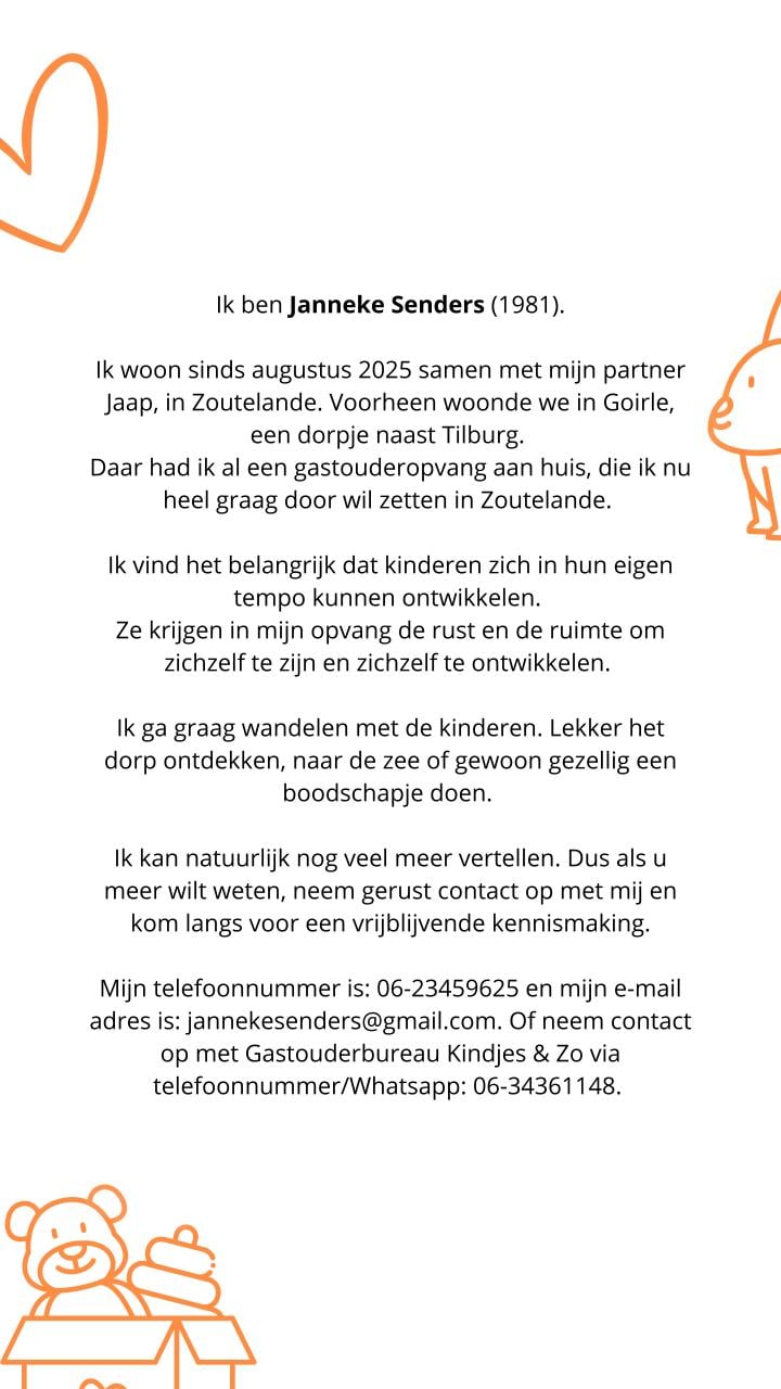 Gastouder Zoutelande heeft plaats op maandag, dinsdag, donderdag, vrijdag!