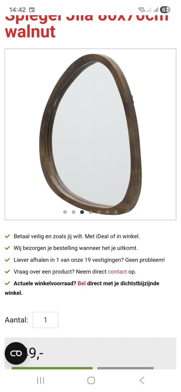 Spiegel Jila walnoot kleur