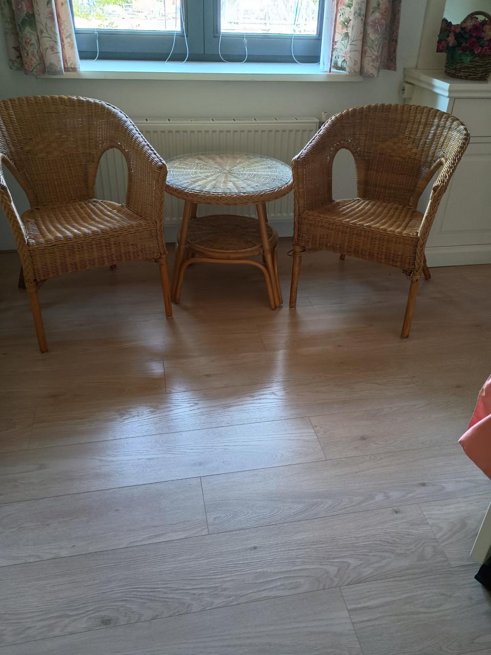 Te koop: set van 2 stoeltjes met tafel