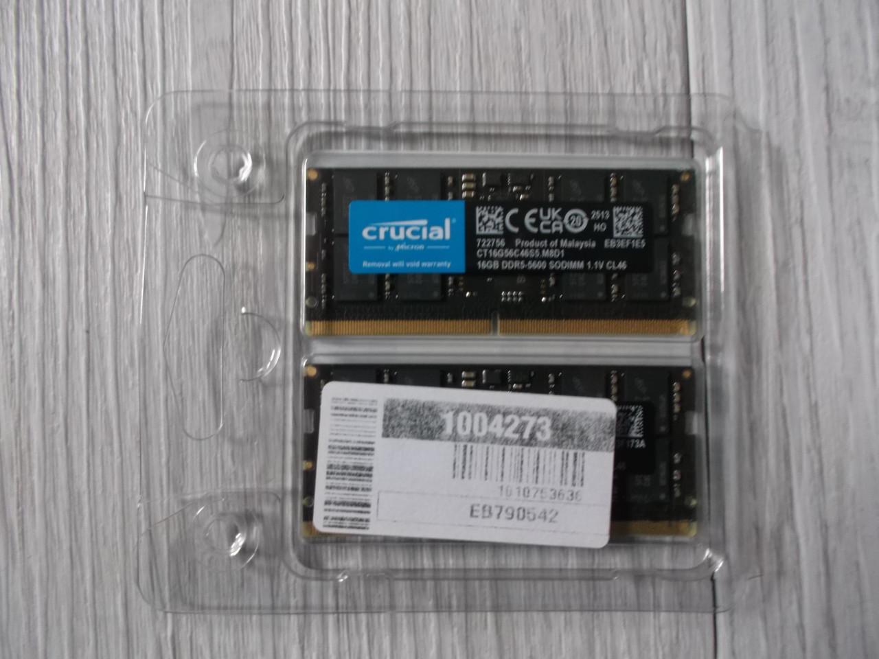 2x 16GB crucial DDR5-5600 notebook geheugen