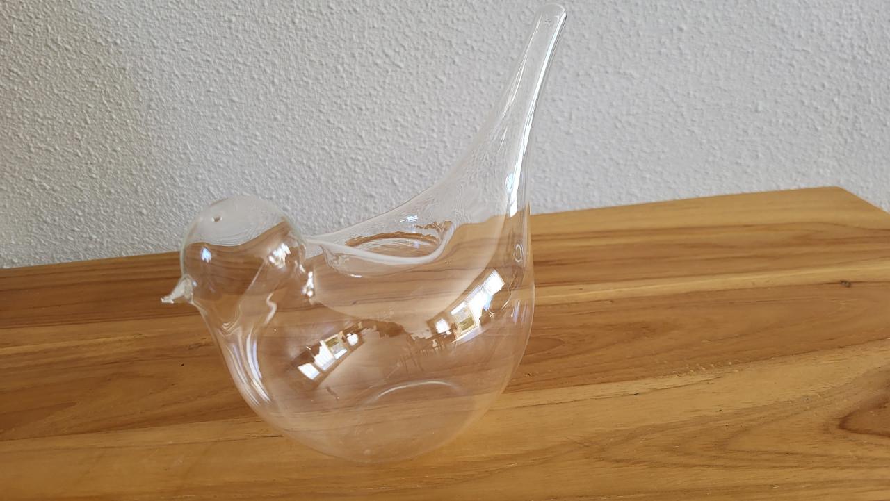 Glazen vogel waxinelichthouder