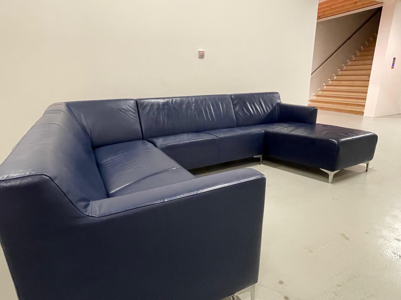 GRATIS LEVERING HEEL NL Montel Blauw Echt Leer U-Bankstel