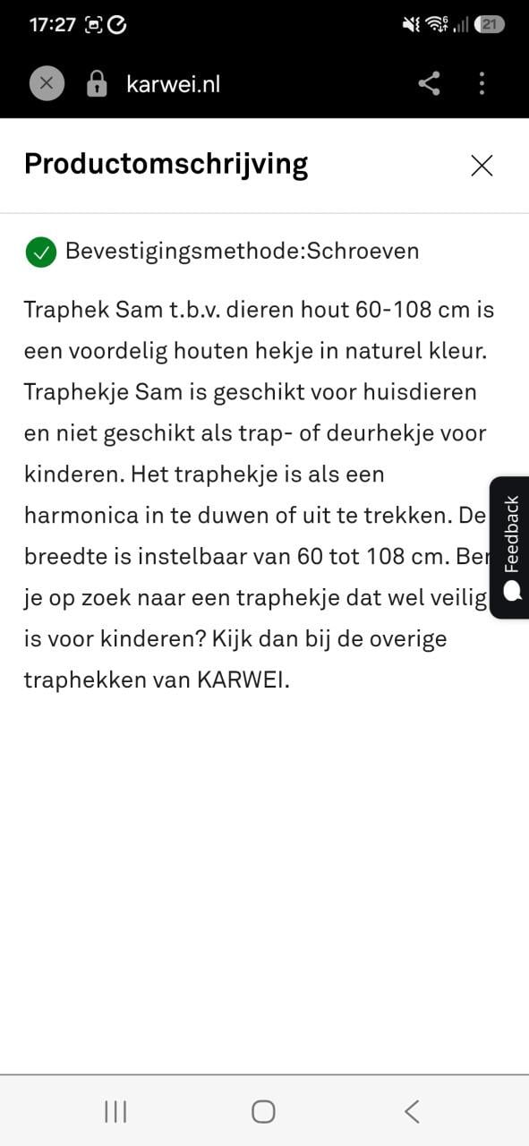 Hekje huisdier/kind (gereserveerd)