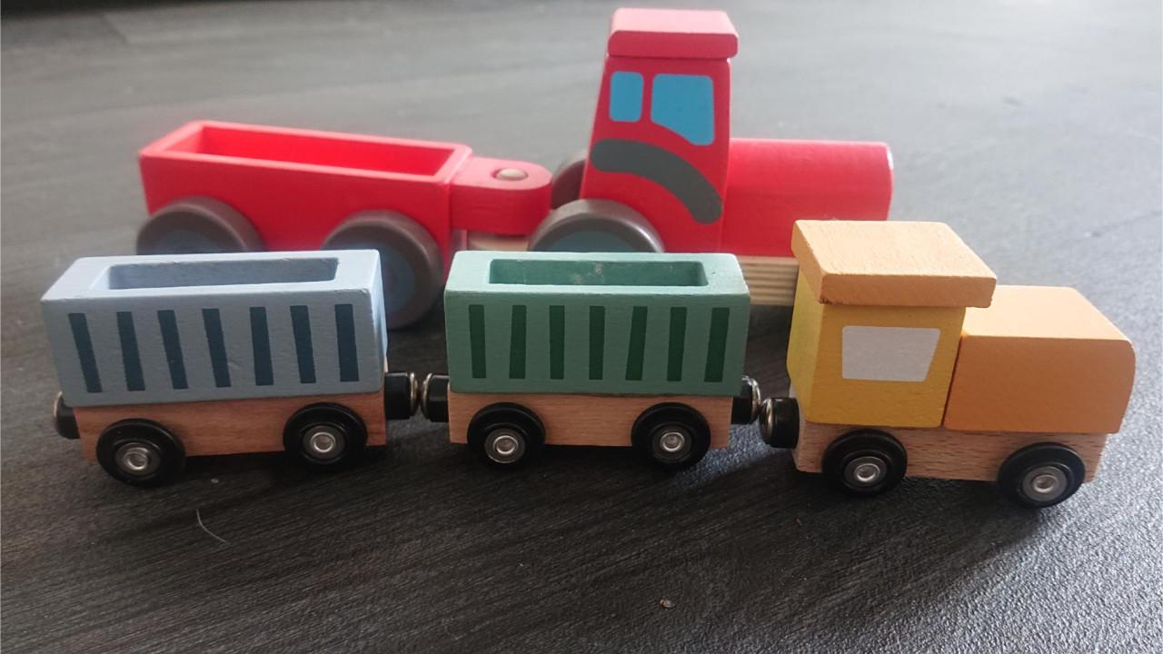 Houten (magneet) tractor set 2 stuks