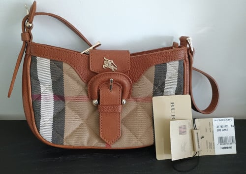 BURBERRY leren/nova check plaid hand/sholderbag.