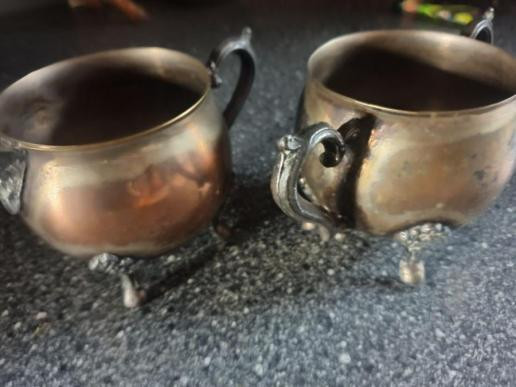 Mooi antiek suiker en melk stelletje merk leonard silver aangeboden.bieden!
