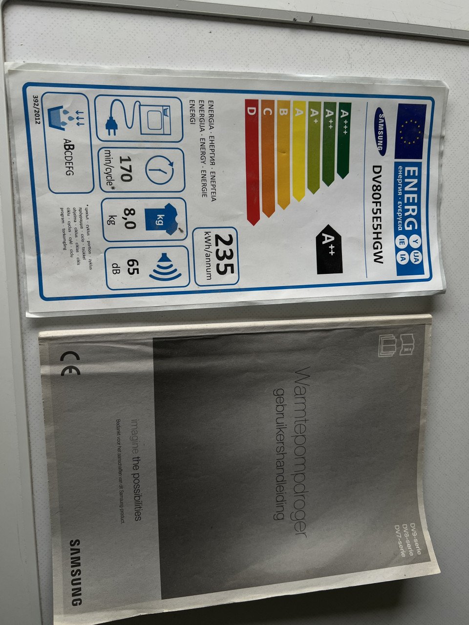 Samsung DV80F5E5HGW  warmtepomp droger met 8 kg. vulgewicht klasse A++