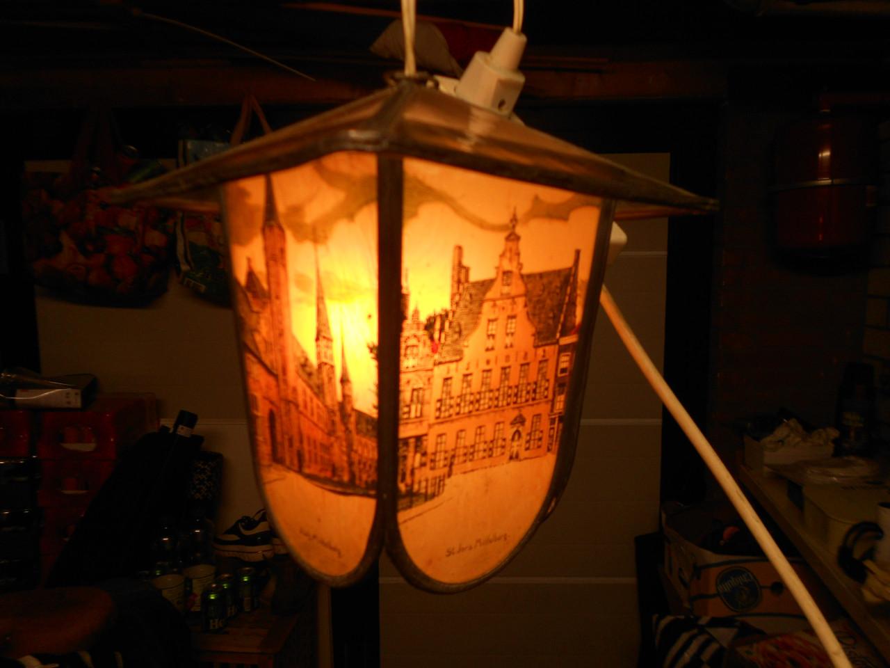 Glas in lood hang lamp lantaarn Middelburg st joris, lange jan, stadhuis