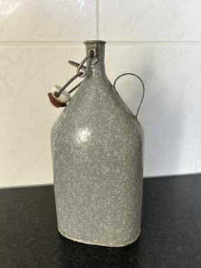 Grijs gewolkte veldfles/waterfles Emaille