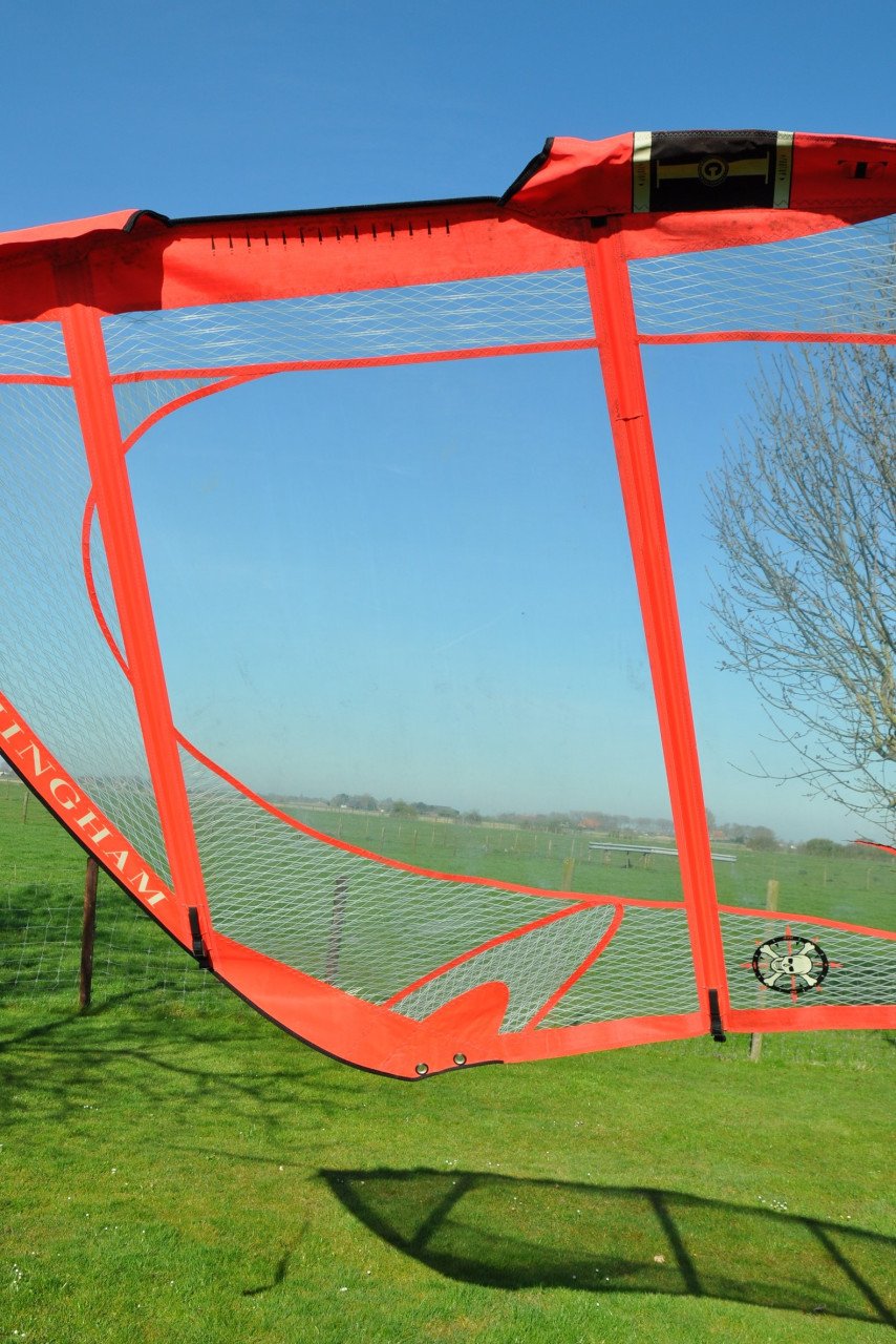 6.5m2 Tushingham Raptor Freeride zeil, FiberSpar mast, NeilPryde giek
