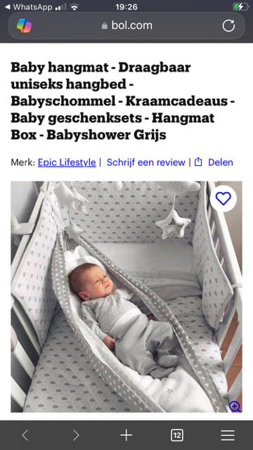 Baby hangmat grijs wit voor in box