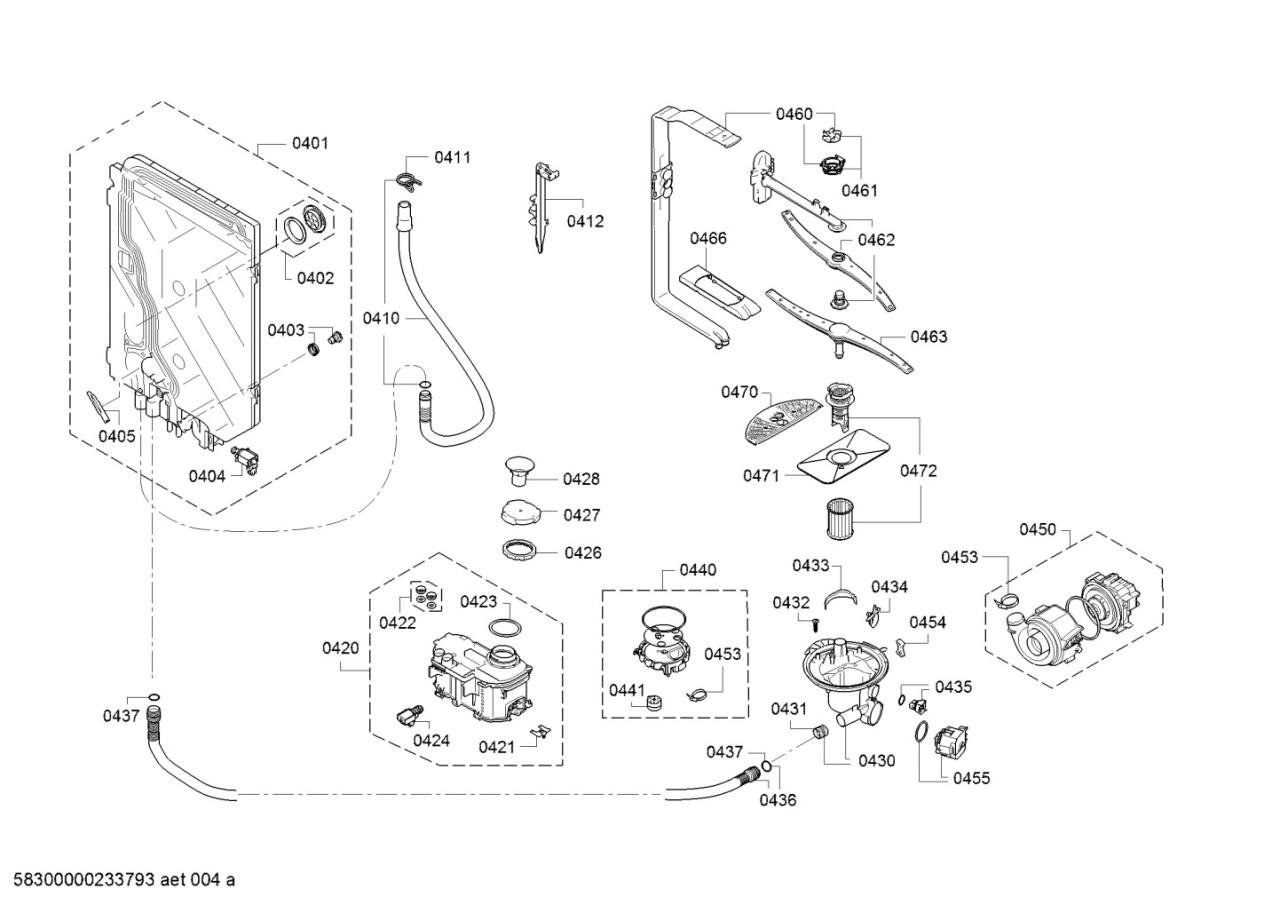 Siemens IQ 500 Zeolith vaatwasser SN 25M245EU/a7 in onderdelen