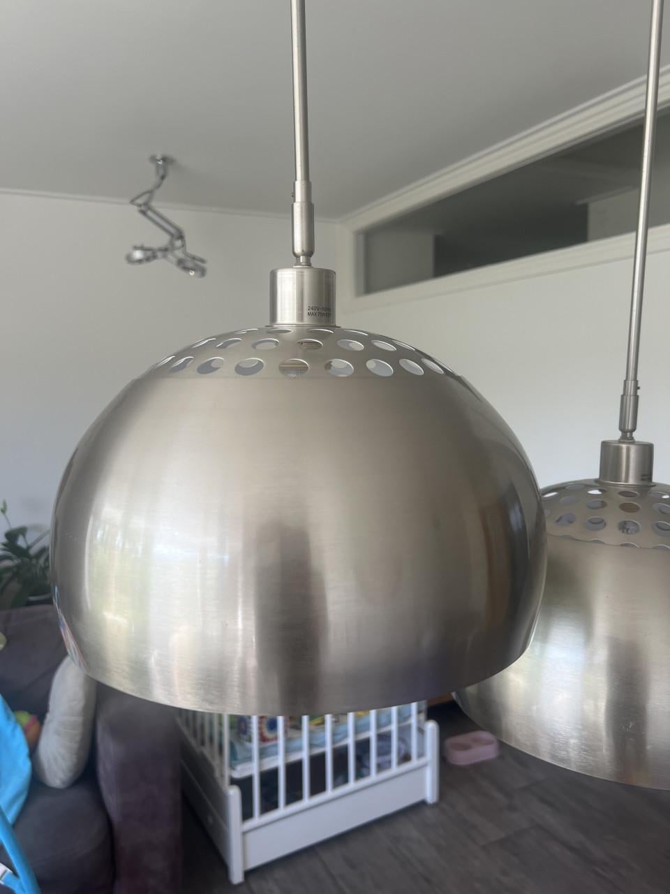 Rietveldlamp geschuurd staal plafond lamp met twee globes