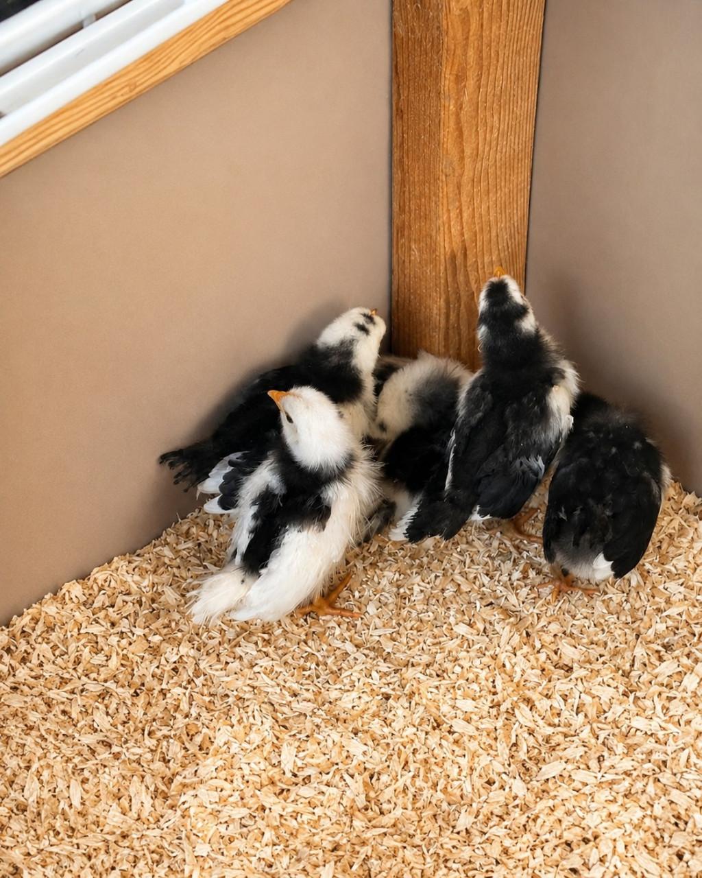 Bonte Leghorn kuikens