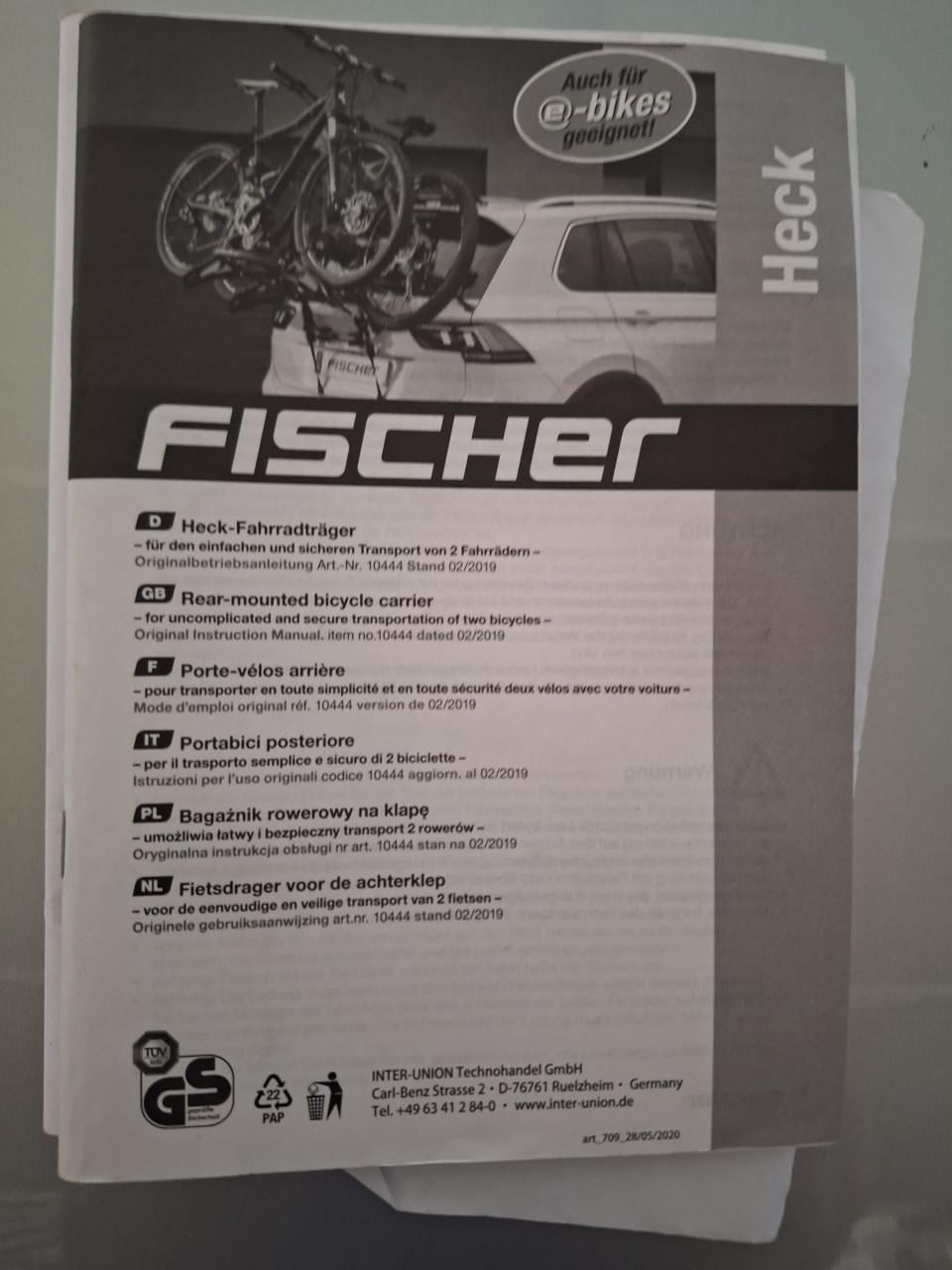 Fischer fietsendrager voor achterklep.