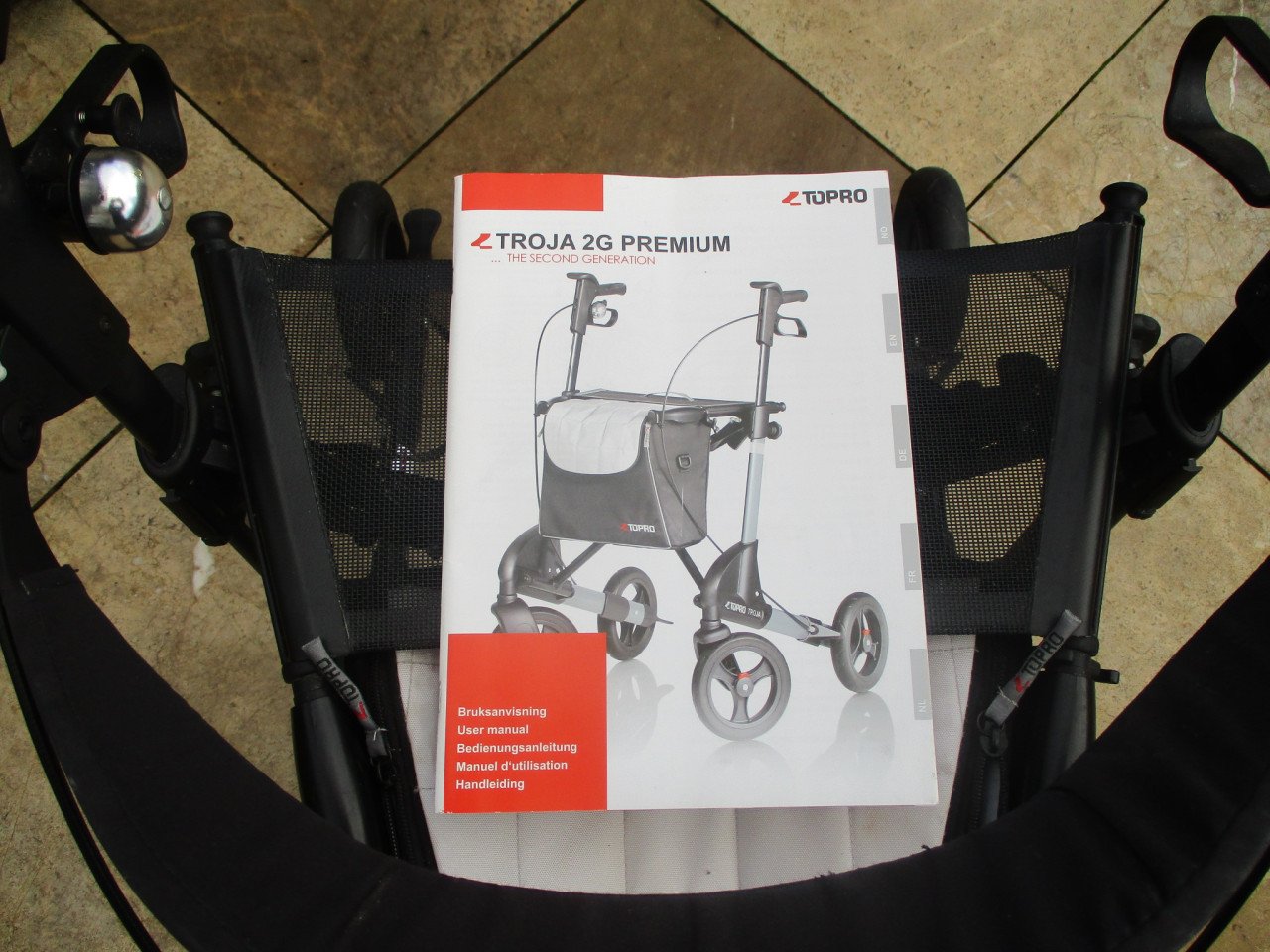 Zgan Topro Troja 2G opvouwbare scootmobiel +zitje tas rugsteun stokhouder