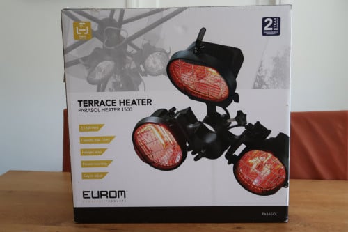 Eurom Parasol heater 1500, elektrische terrasverwarmer, is nieuw voor€50,00