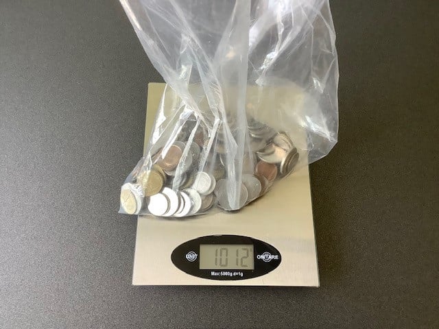 Partij wereldmunten, 1000 gram ongesorteerd.