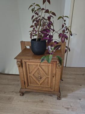 Vintage kastje met houtsnijwerk