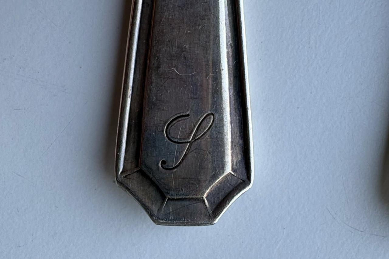 6 lepels - 3 vismessen - 3 visvorken - verzilverd