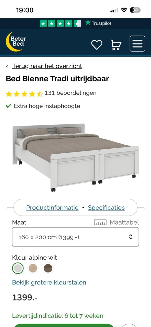Nieuwe seniorenbedden 2x80x200 Bienne Tradi