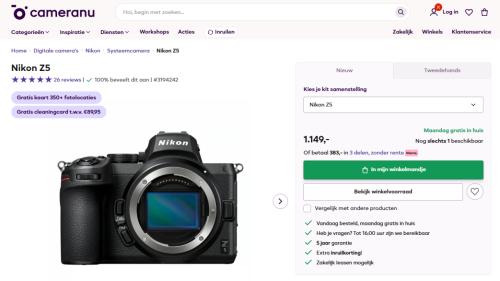 Zo goed als nieuwe Nikon Z5 (Lage SC: 11k) garantie