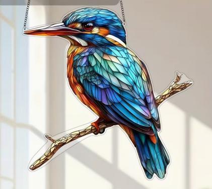Raamhanger ijsvogel ( groot formaat + extra kleurrijk )