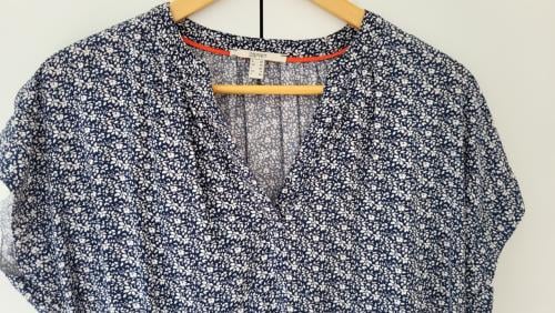 ESPRIT gebloemde viscose blouse top blauw, mt 36