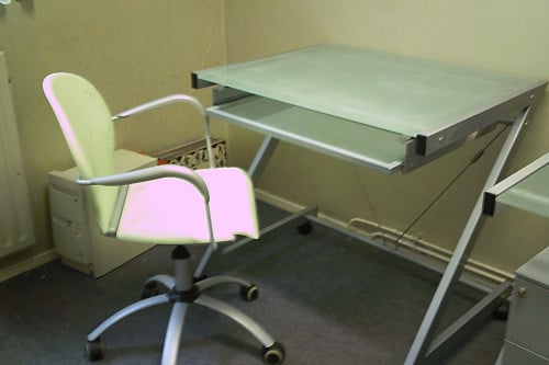 DESIGN bureau / pc-laptop (werk) tafel MET bureaustoel - - -  grijs/mint