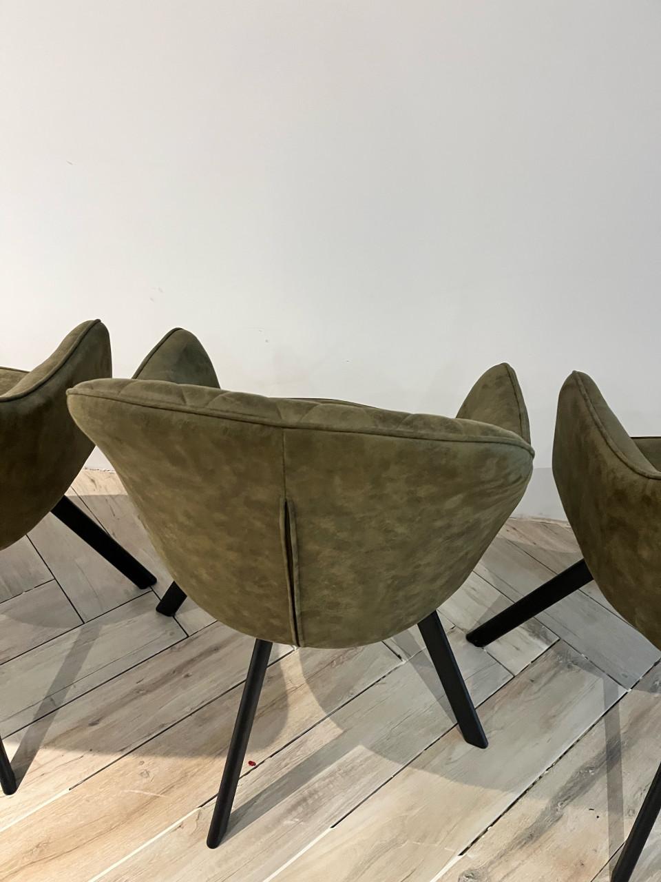 4 x nieuwe olijfgroene velvet design eetkamerstoel