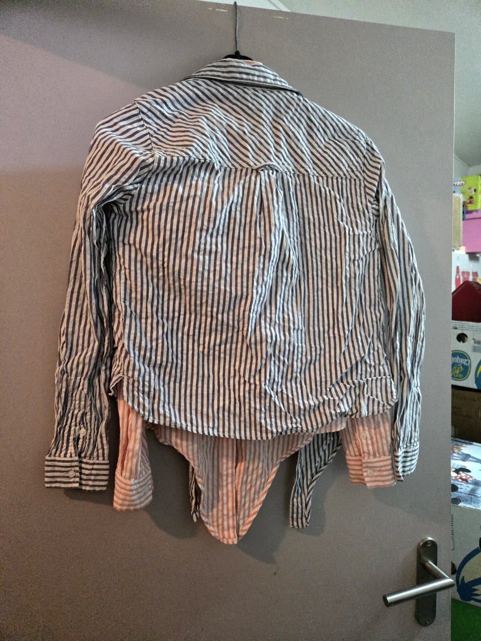 Set van 2 Blouses Bien Bleu Maat Xsmall Blauw-wit en oranje-wit gestreept.