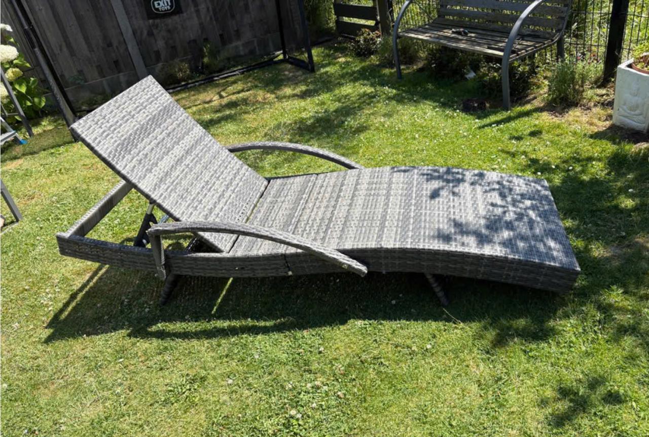 Verstelbare Wicker Ligstoel - Grijs