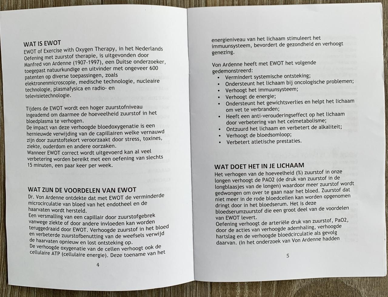 EWOT Zuurstof set (apparaat, zuurstofzak en ophangrek)