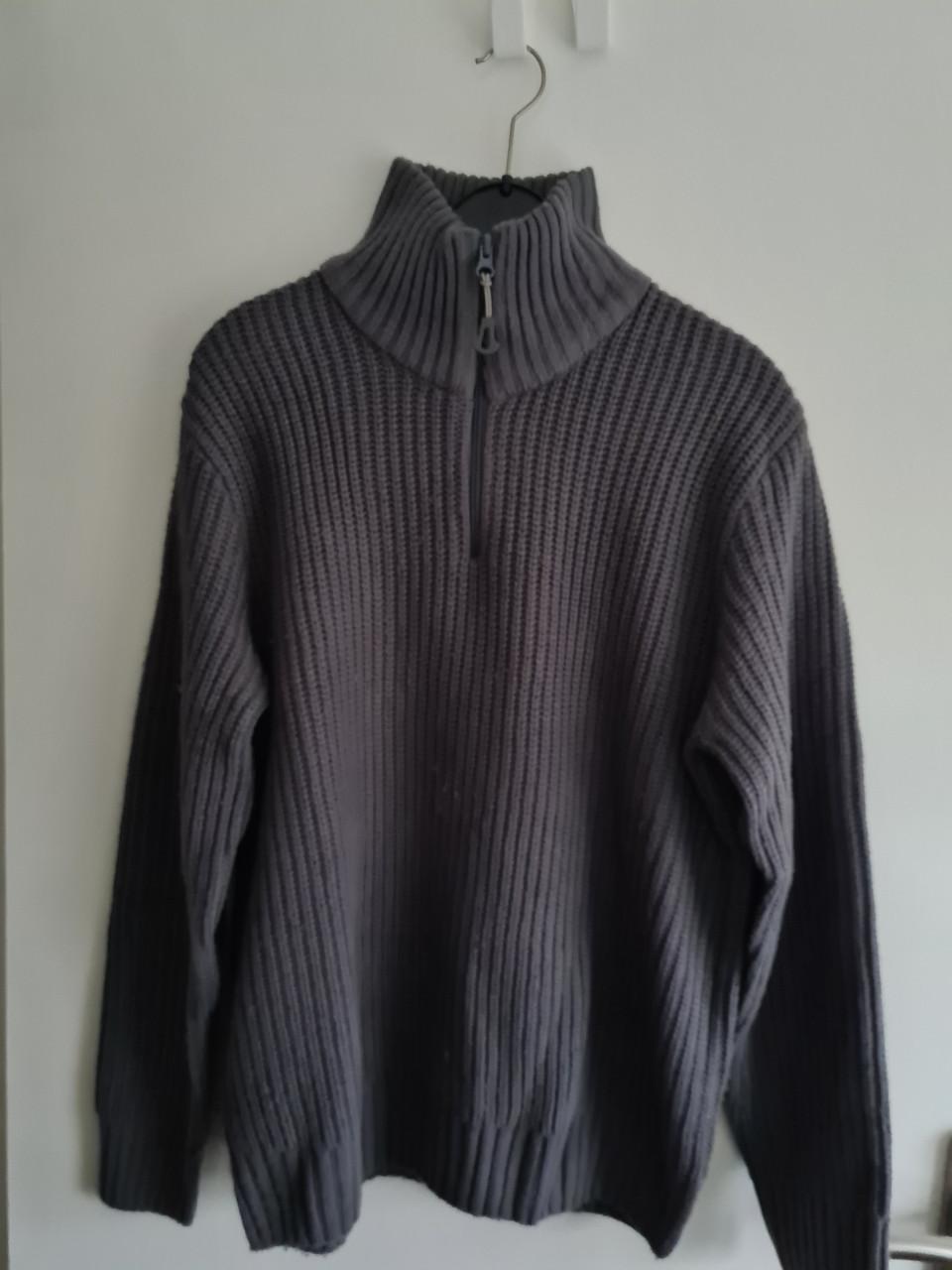 Top Craft antraciet grijze gebreide schippers trui met rits  Maat L