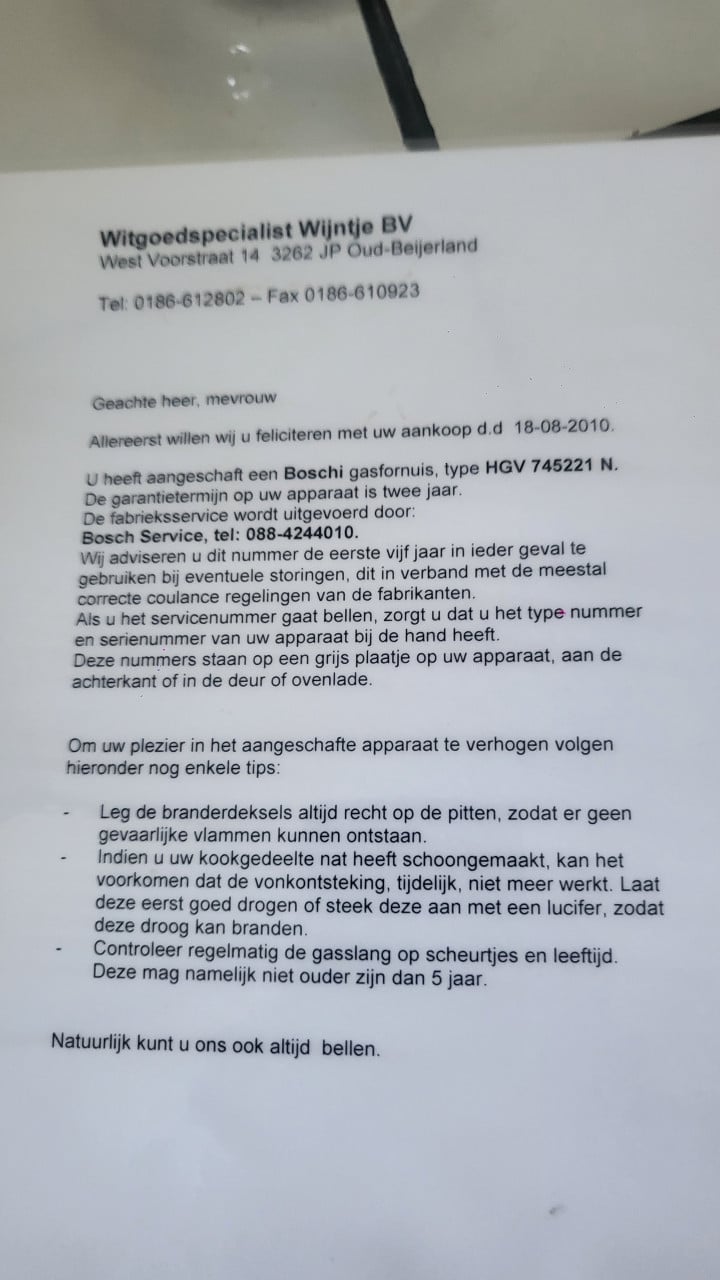 Goed werkende bosch gasfornuis