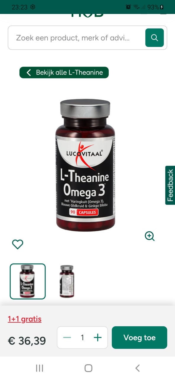 L-Theanine Omega 3 2 potjes met 90 capsules