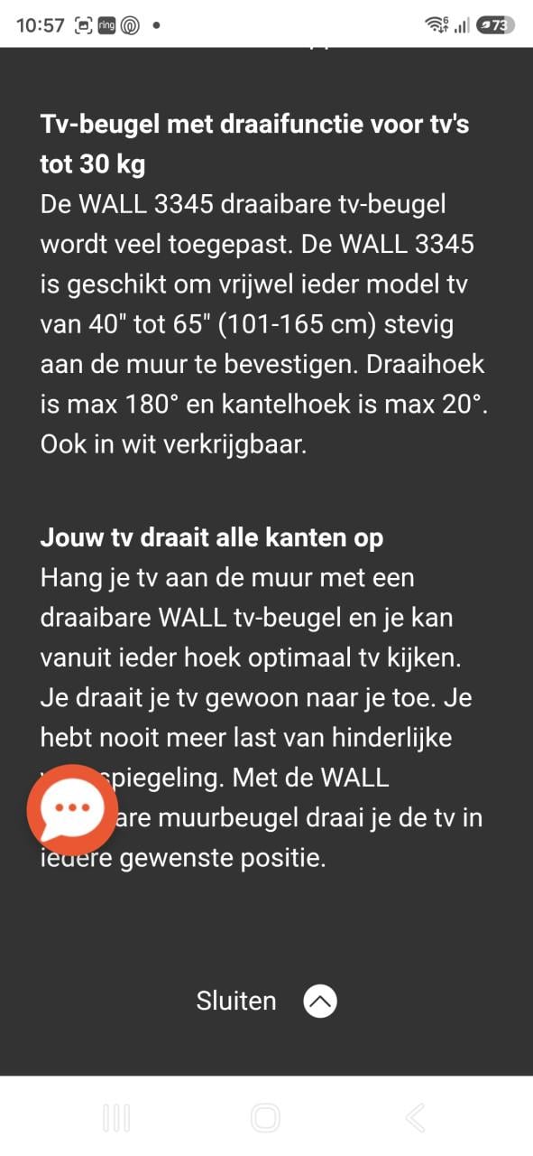 Wandbeugel tv merk Vogel's