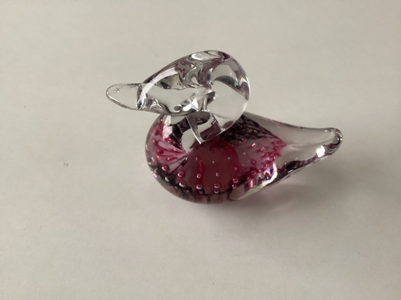 Eend. Pfeiffer kristal. Handmade Holland.Luchtbelletjes. Brilliant kristal.