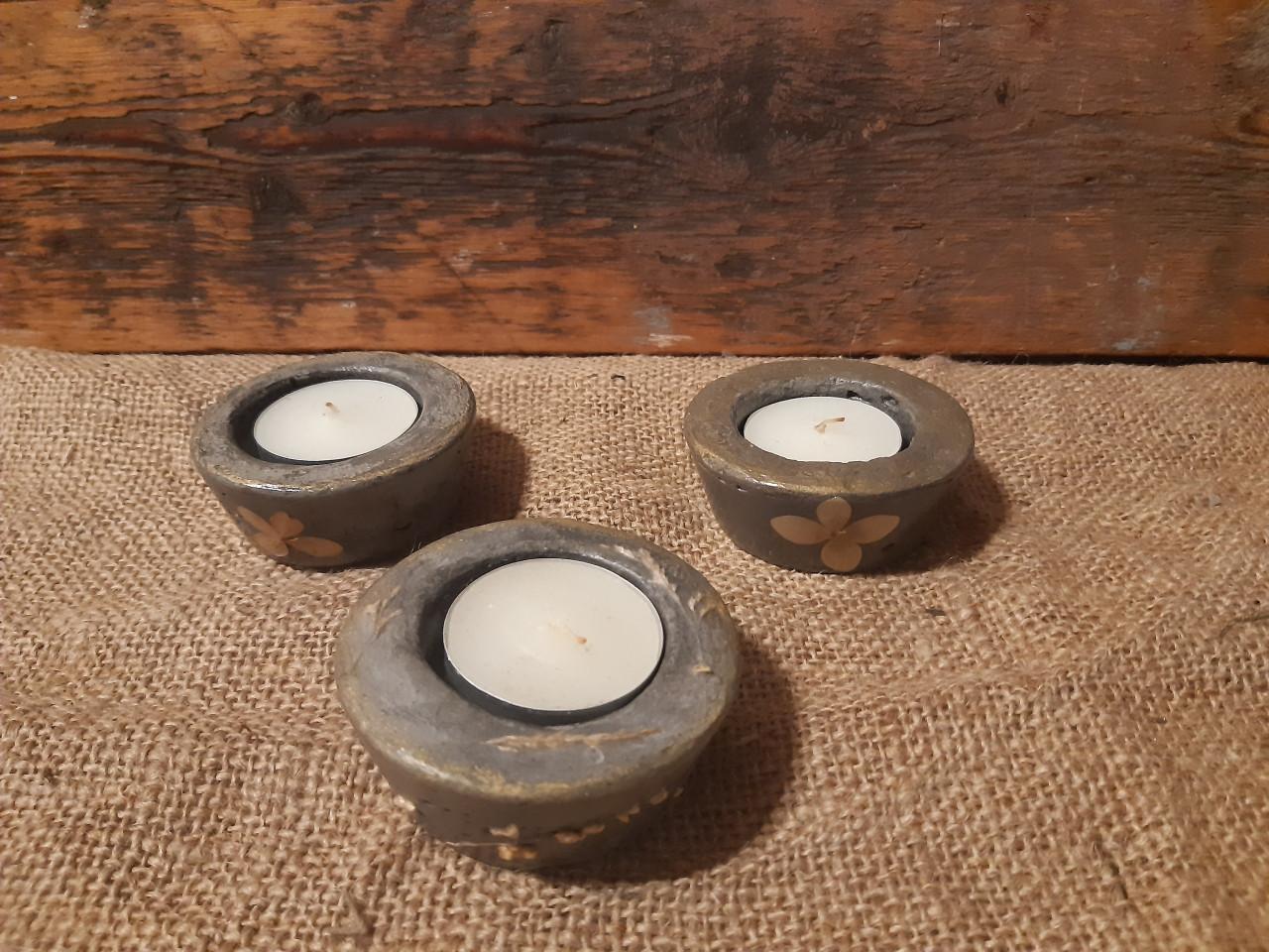 Schaal en bol met lampjes en waxine houders (set 9)