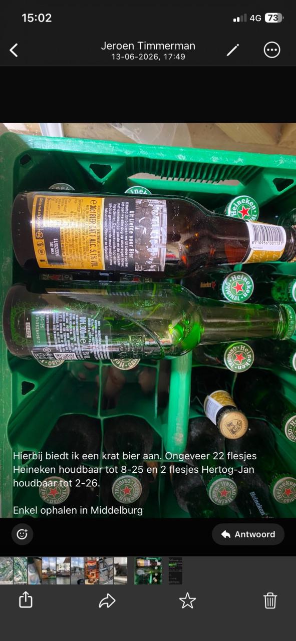 Krat bier: 22x Heineken, 2x Hertog-Jan