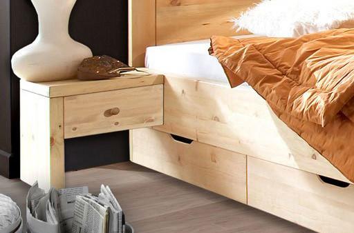 Massief grenenhout. Bed ODIN met bedlades. Natuur of in Wit