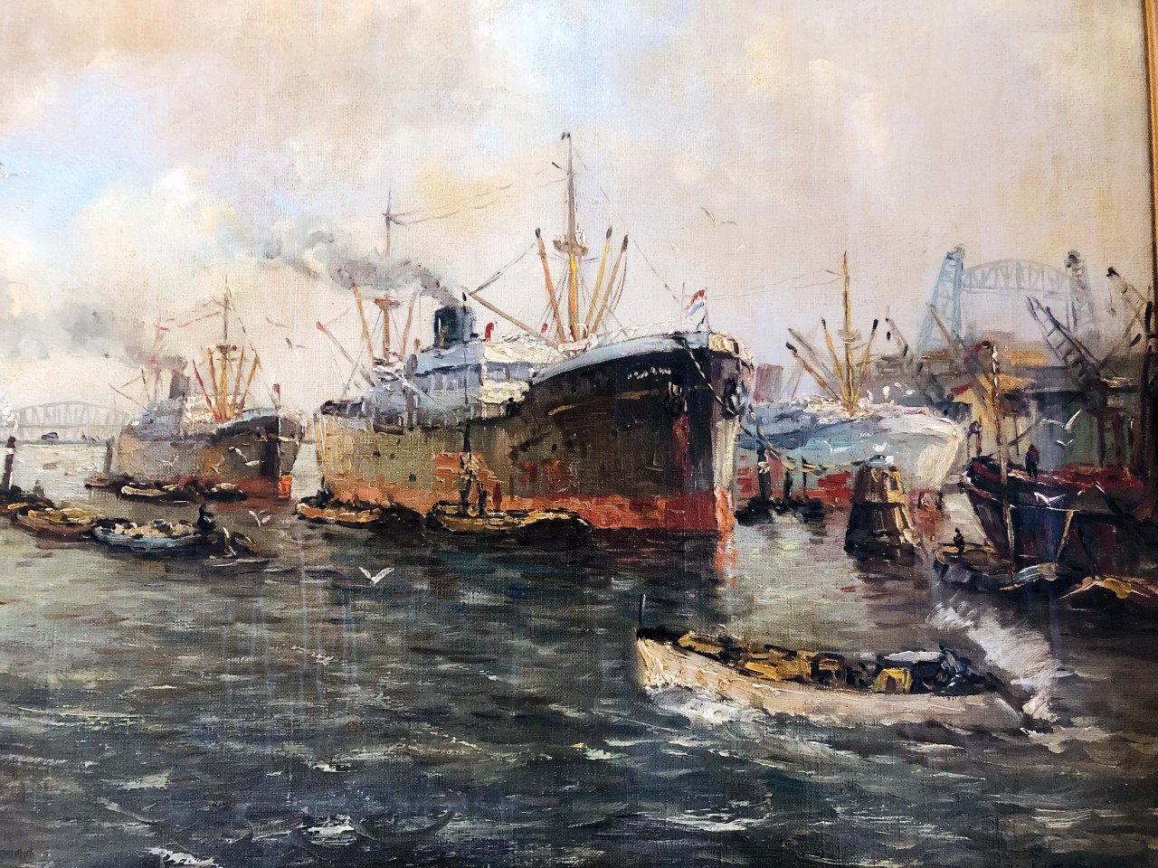 Schilderij havenzicht Rotterdam
