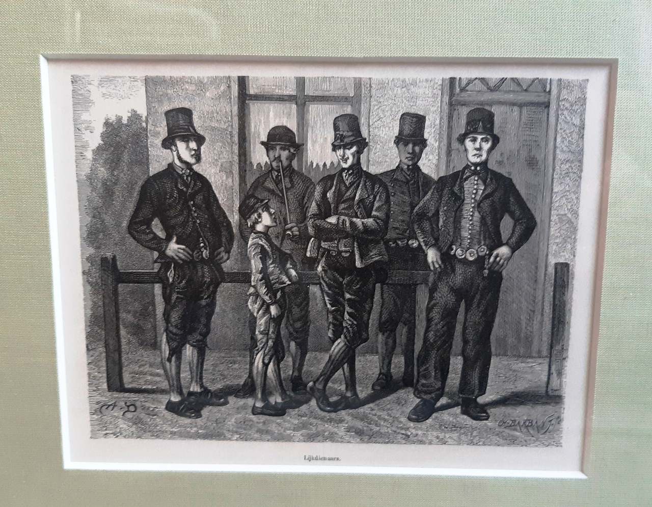 Zeeland houtgravure 1875 mannen in klederdracht