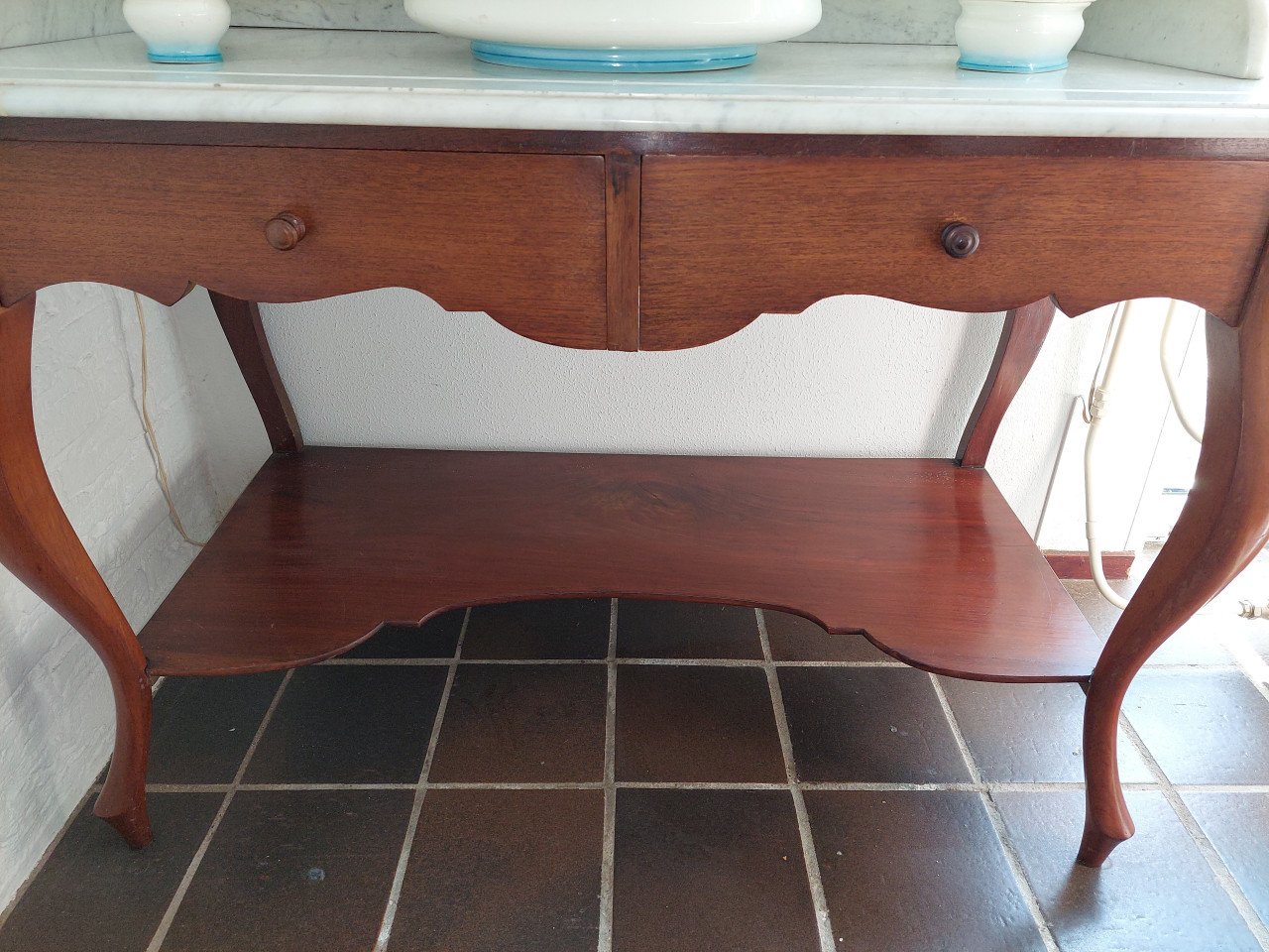 Antiek toilettafel / kaptafel meubel incl. accessoires