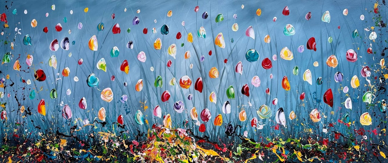 " Beautiful Flowers "  prachtig Acrylschilderij van Gena