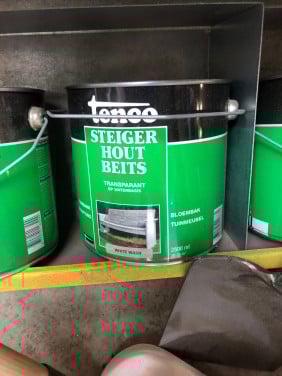 Tenco (steigerhout) beits 2.5 ltr blik 10 euro koffie gratis